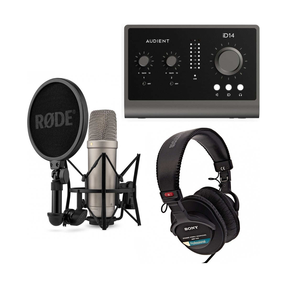 Audient iD14 MKII + SONY MDR-7506 + RODE NT1