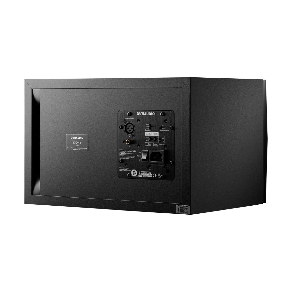 Aktywny monitor studyjny Dynaudio LYD 48 Black Right (Prawy) - widok z tyłu