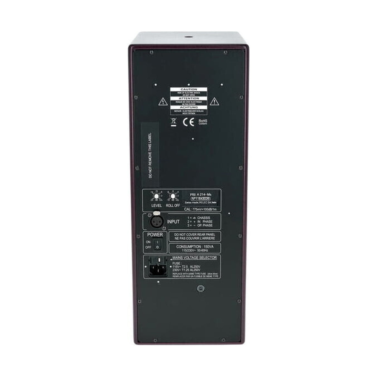 Aktywny monitor studyjny centralny PSI Audio A214-M Studio Red (Czerwony) - widok z tyłu