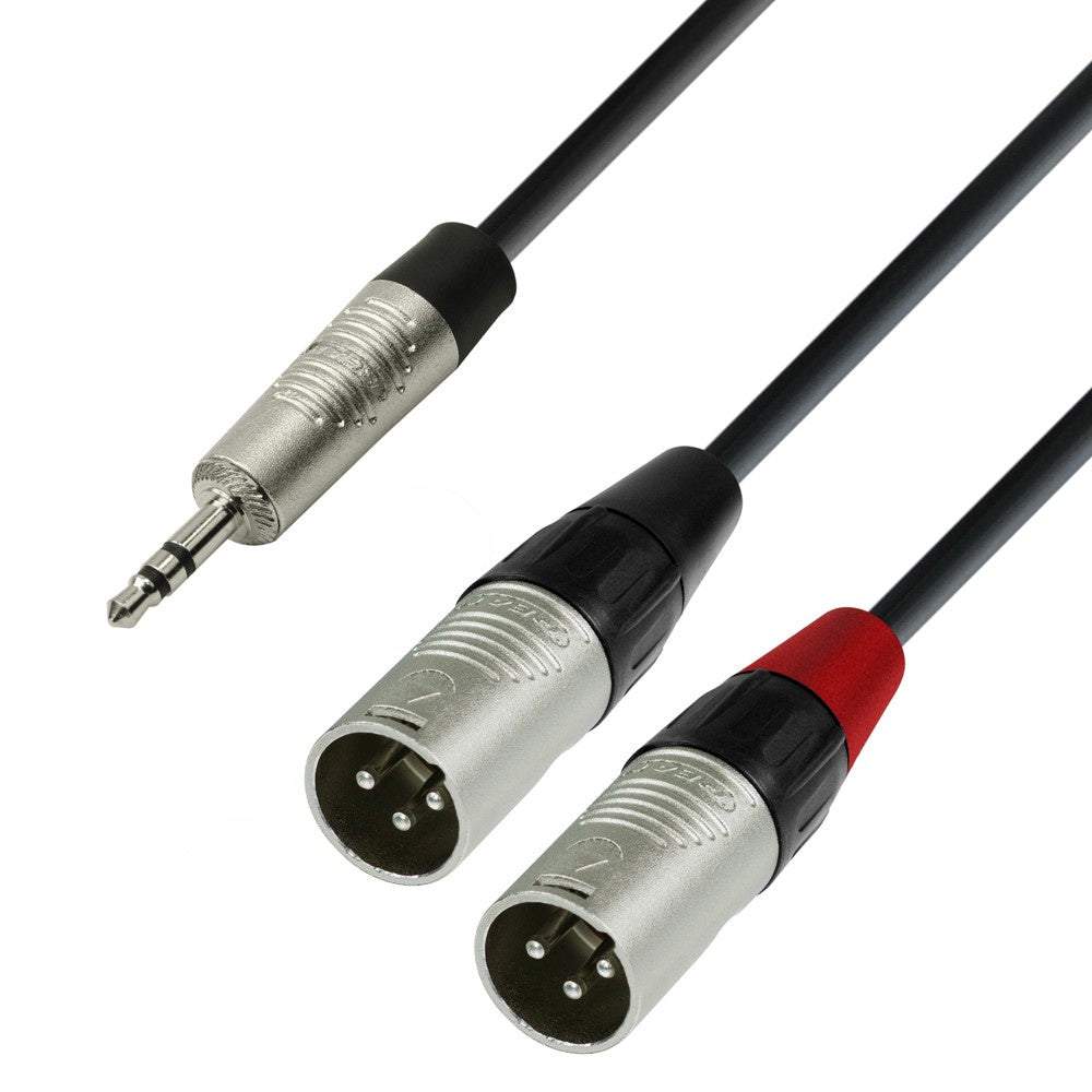 Adam Hall Cables K4 YWMM 0300 - Audio Cable REAN 3.5 mm Jack stereo to 2 x XLR male 3 m