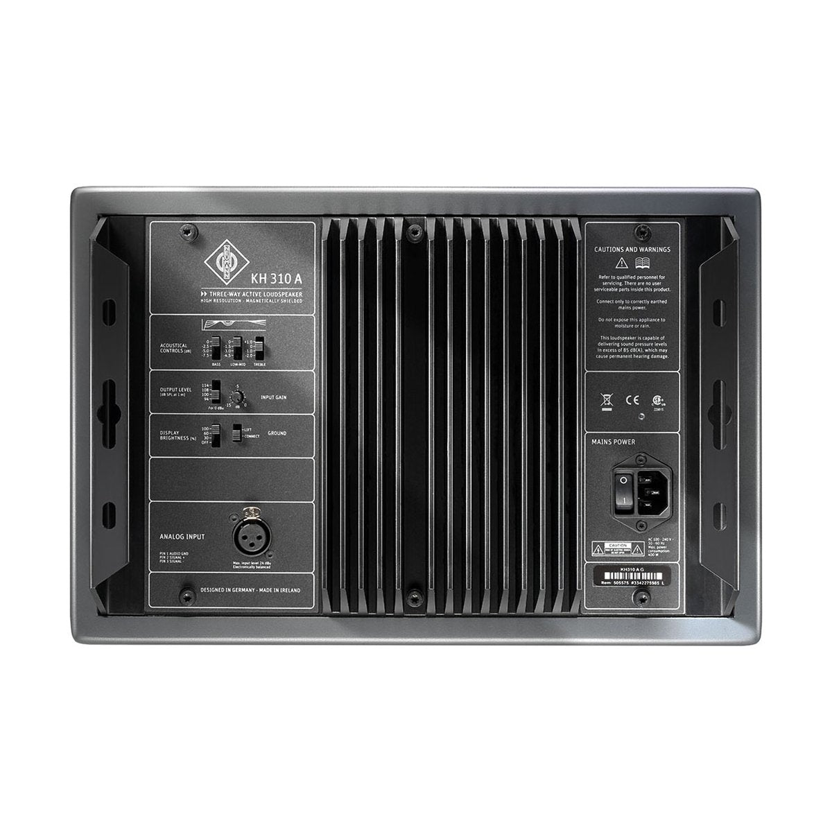 Aktywny 3-drożny monitor studyjny Neumann KH 310 A R G wersja prawa szara - widok z tyłu