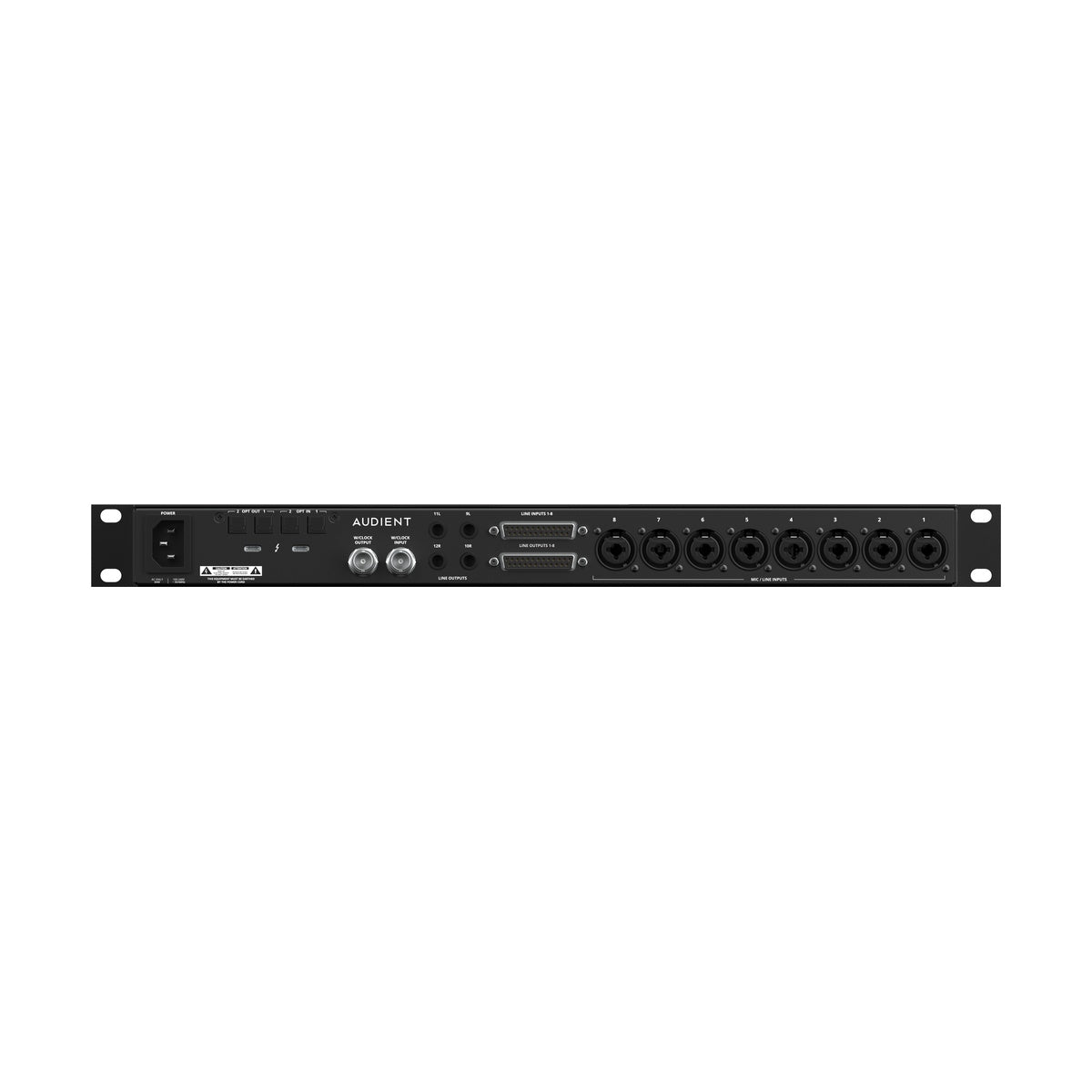 Audient Horizon 8P – interfejs audio Thunderbolt 3, panel tylny