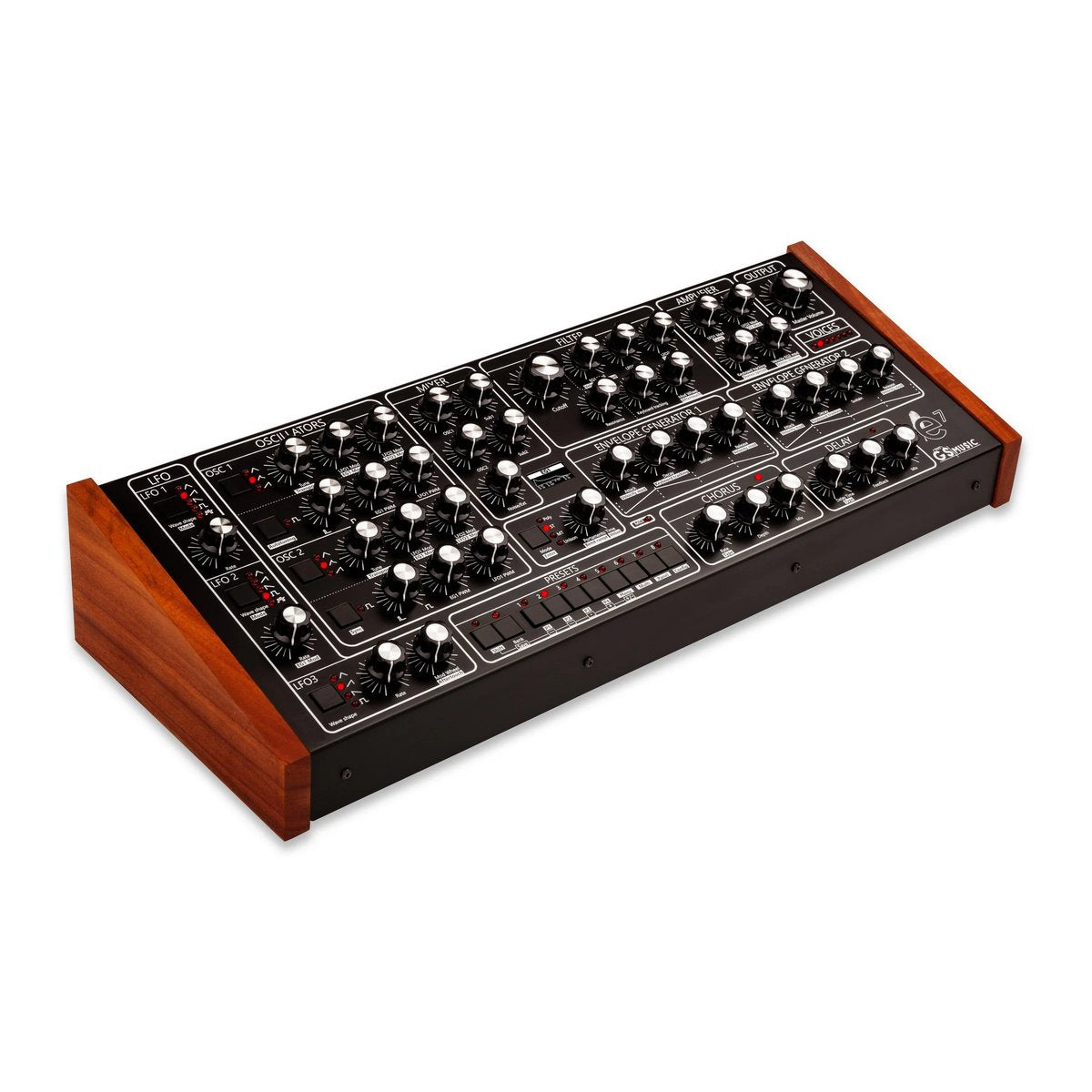 GS Music e7 Analog Polyphonic Synthesizer (Black/Red)